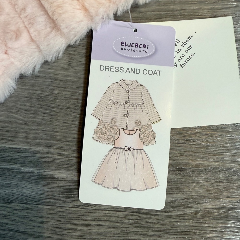 Blueberry Boulevard Baby Girl 24M Pink Rose fur Coat & Dress valentines Easter - Picture 7 of 9